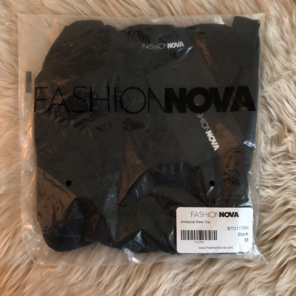 Fashion Nova Antisocial Black Mask Crop Top NIP | M - Picture 5 of 6